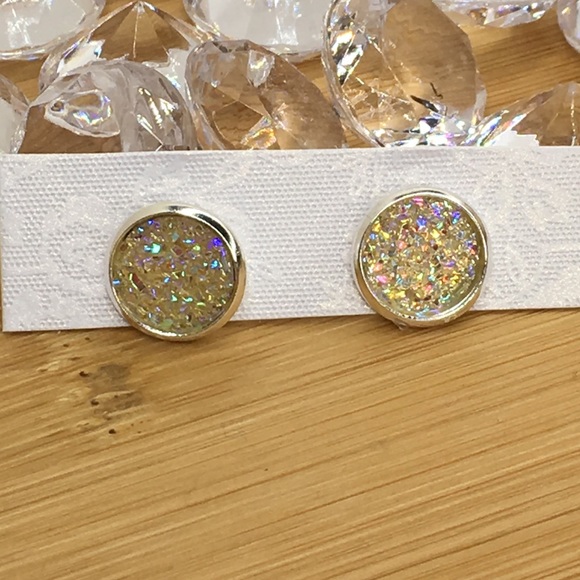 Yellow Faux Druzy Earrings - Picture 4 of 7